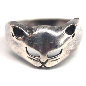 Vintage Roma Little Kitty Cat 925 Silver Ring • Size 7